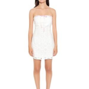 Forever Twenty One Eyelet Bow Tube Mini Dress Size Large